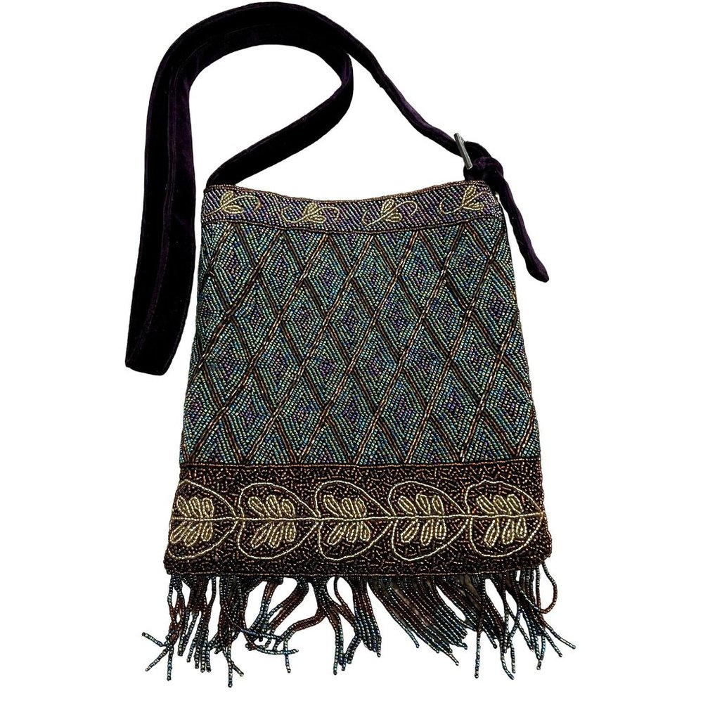 Lady Jade Designs Purple Beaded Fringe Purse